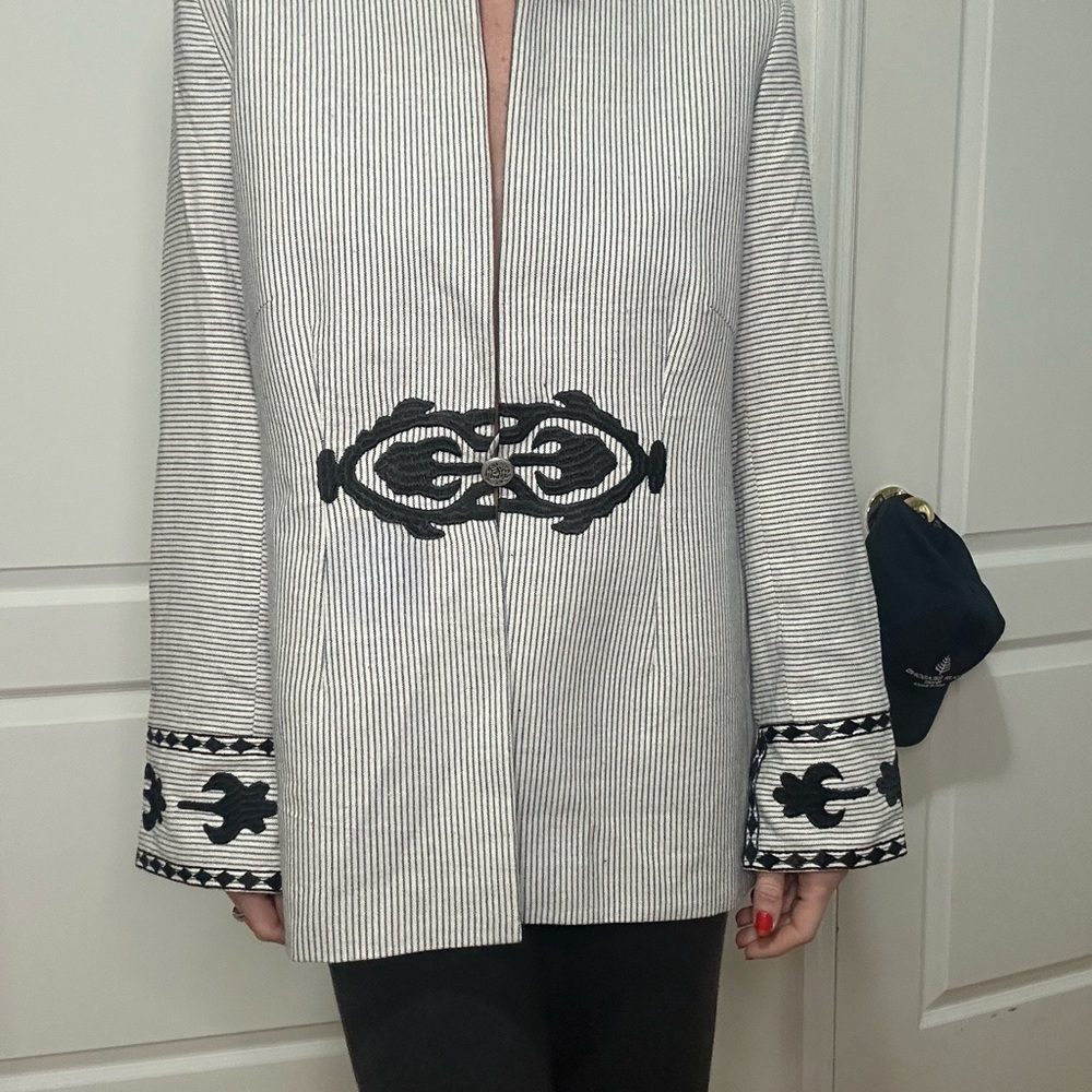 Elegant Black/White/Blue Women's Jacket